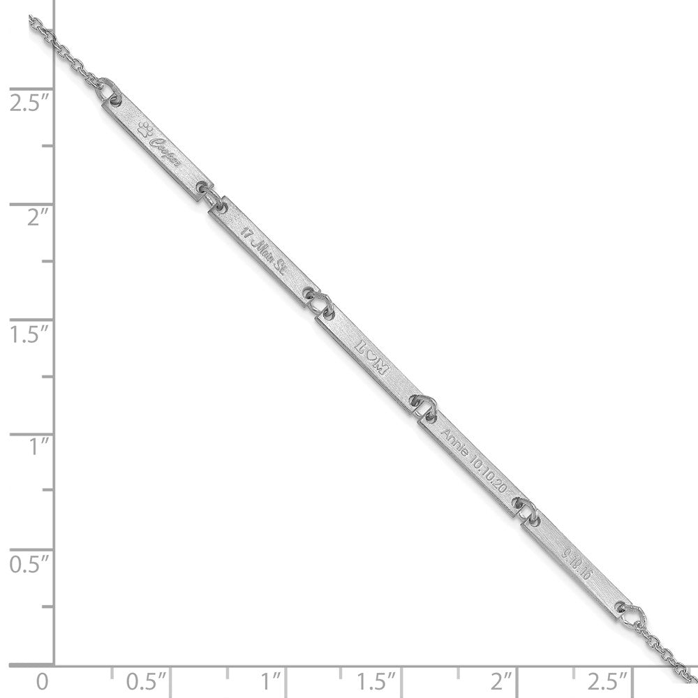 Sterling Silver/Rhodium-plated Brushed 5 Station Bracelet