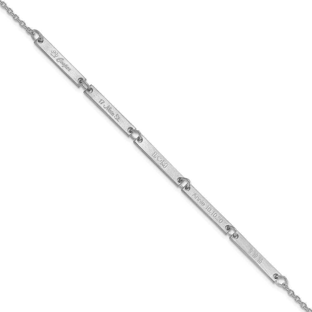 14k White Gold Brushed 4 Station Bracelet