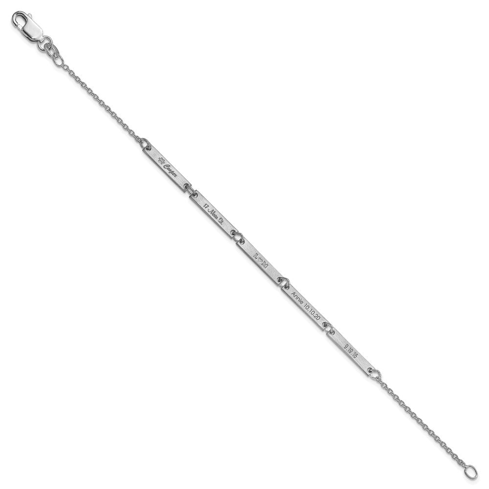 10k White Gold Brushed 4 Station Bracelet