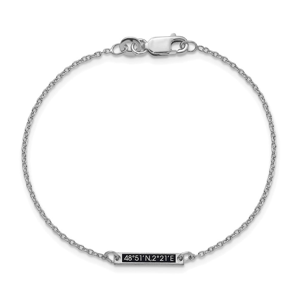 Sterling Silver/Rhodium-plated Brushed 1 Station w/Epoxy Bracelet