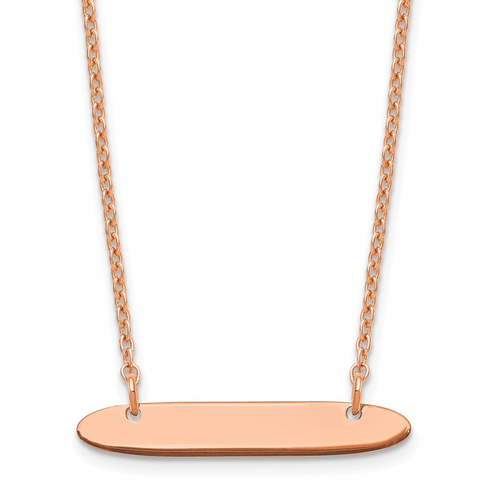 Sterling Silver/Rose-plated Small Oblong Blank Bar Necklace