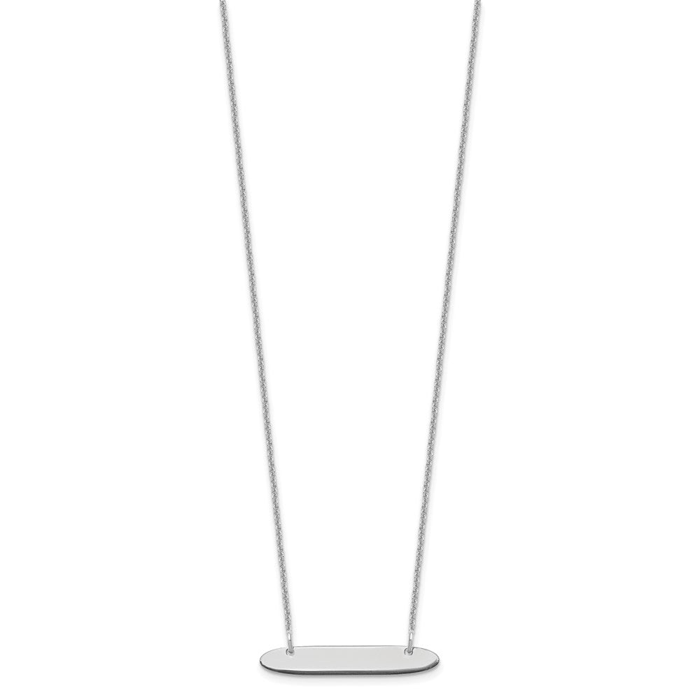 14k White Gold Small Oblong Blank Bar Necklace