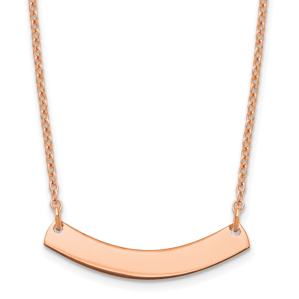 Sterling Silver/Rhodium-plated Small Curved Blank Bar Necklace
