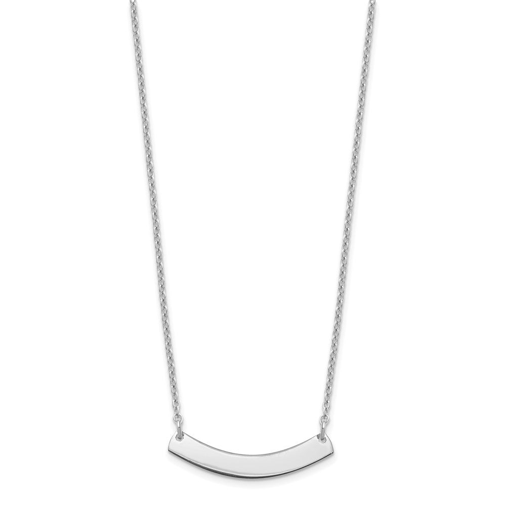 Sterling Silver/Rhodium-plated Small Curved Blank Bar Necklace