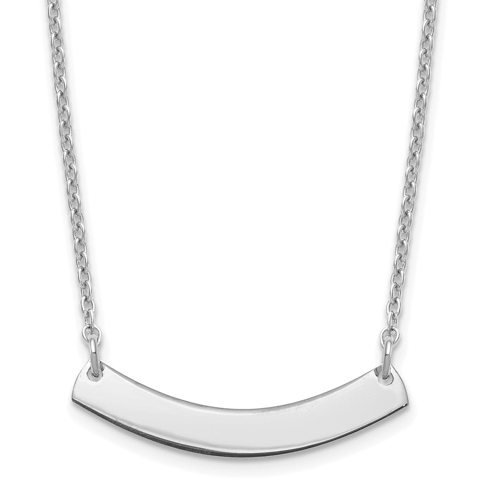 Sterling Silver/Rhodium-plated Small Curved Blank Bar Necklace