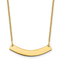 14k Yellow Gold Small Curved Blank Bar Necklace