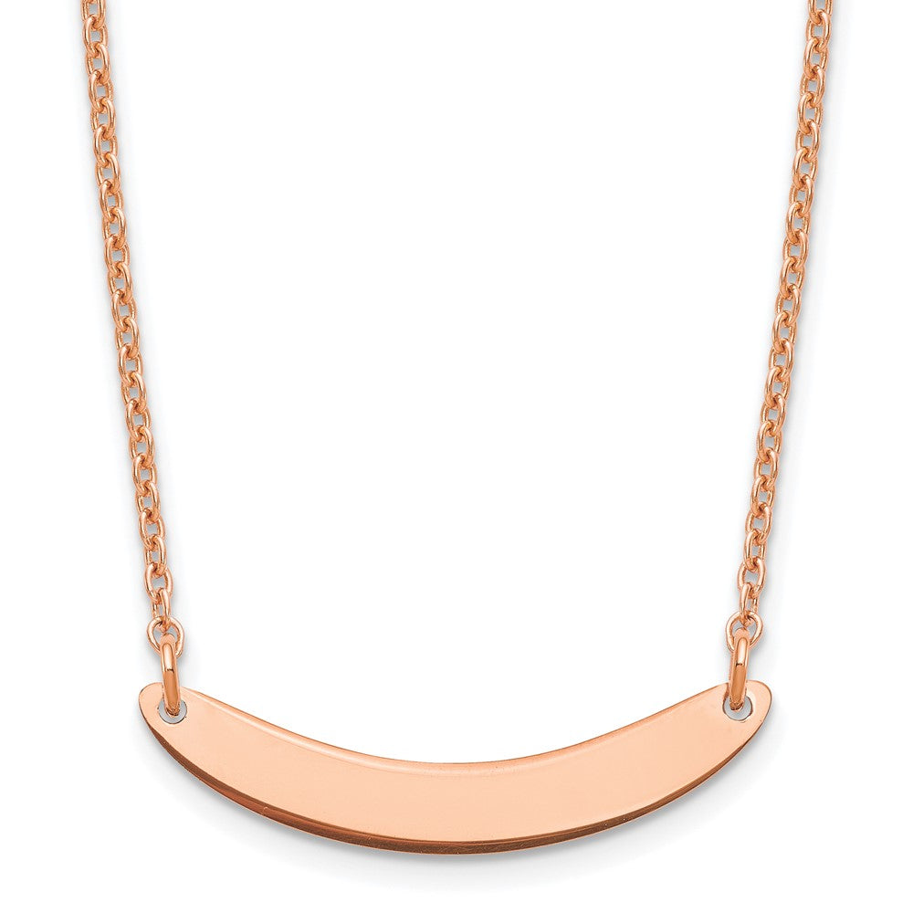 Sterling Silver/Rose-plated Small Curved Blank Bar Necklace