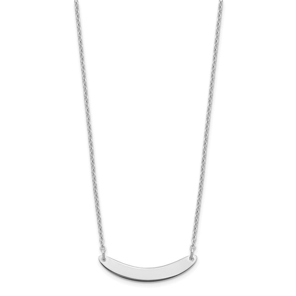 Sterling Silver/Rhodium-plated Small Curved Blank Bar Necklace