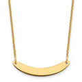 14k Yellow Gold Small Curved Blank Bar Necklace