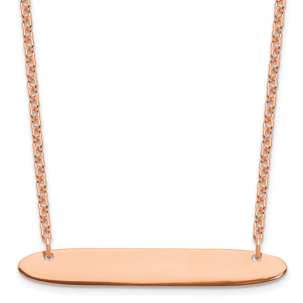 Sterling Silver/Rose-plated Medium Oblong Blank Bar Necklace