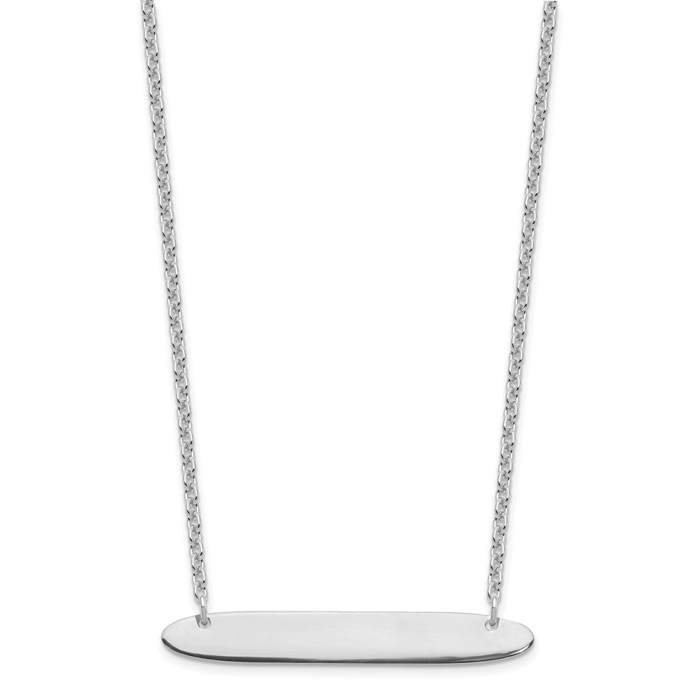 Sterling Silver/Rhodium-plated Medium Oblong Blank Bar Necklace