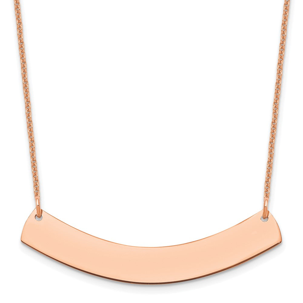 14k Rose Gold Medium Curved Blank Bar Necklace