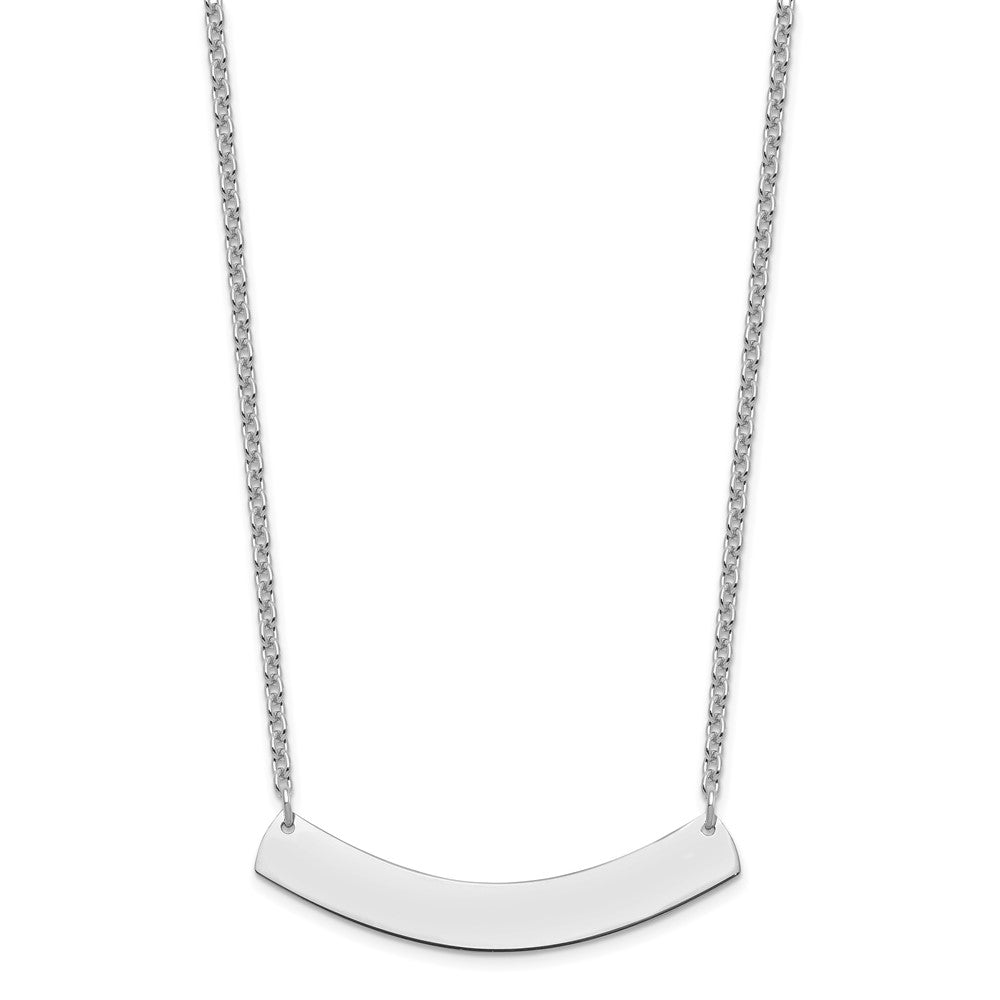 Sterling Silver/Rhodium-plated Medium Curved Blank Bar Necklace