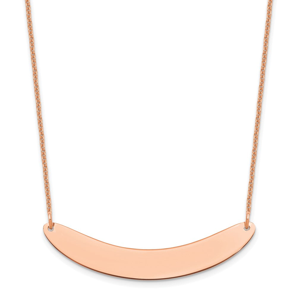 14k Rose Gold Medium Curved Blank Bar Necklace