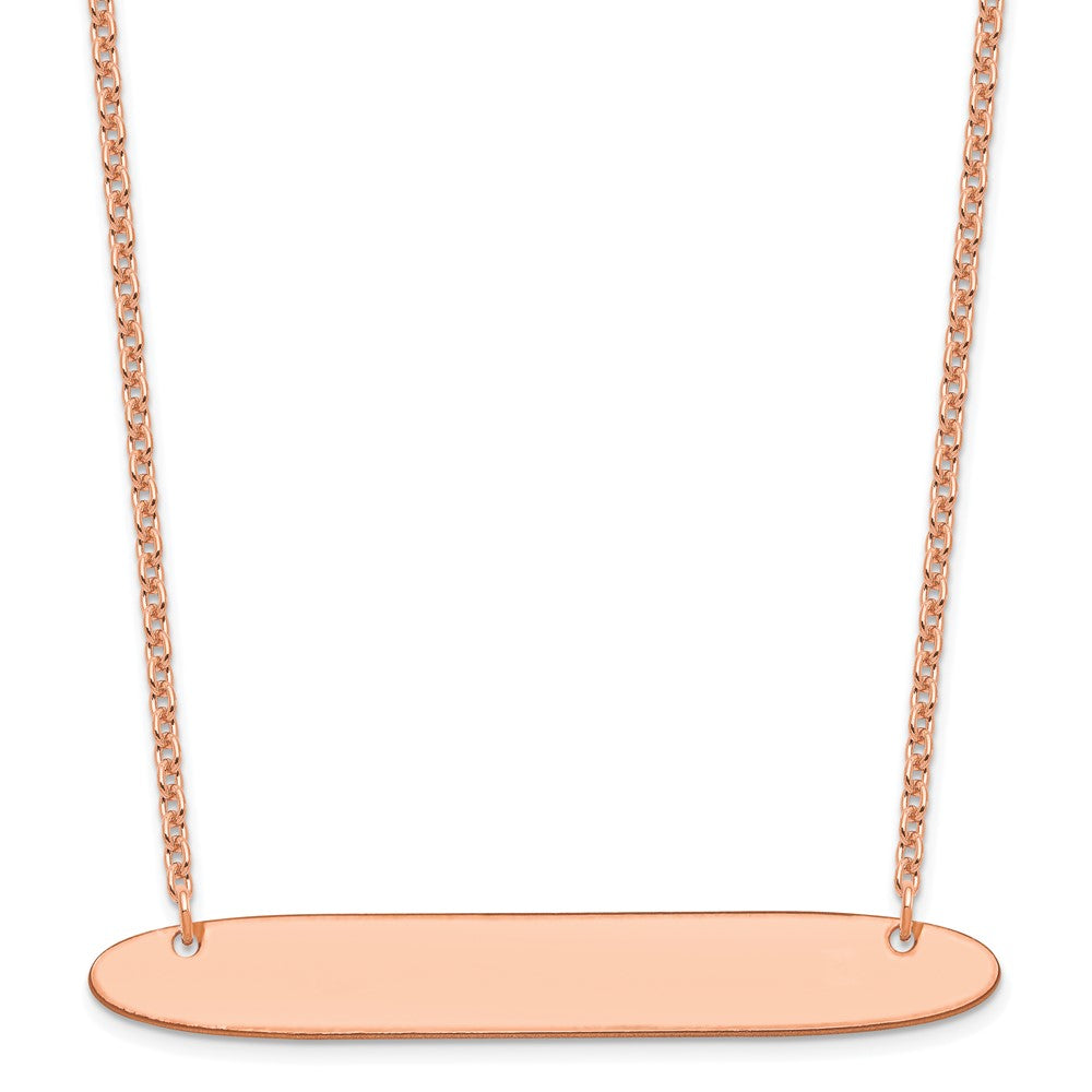 Sterling Silver/Rose-plated Large Oblong Blank Bar Necklace