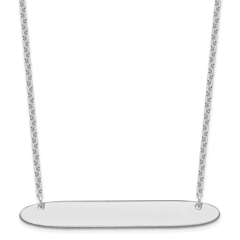 Sterling Silver/Rhodium-plated Large Oblong Blank Bar Necklace