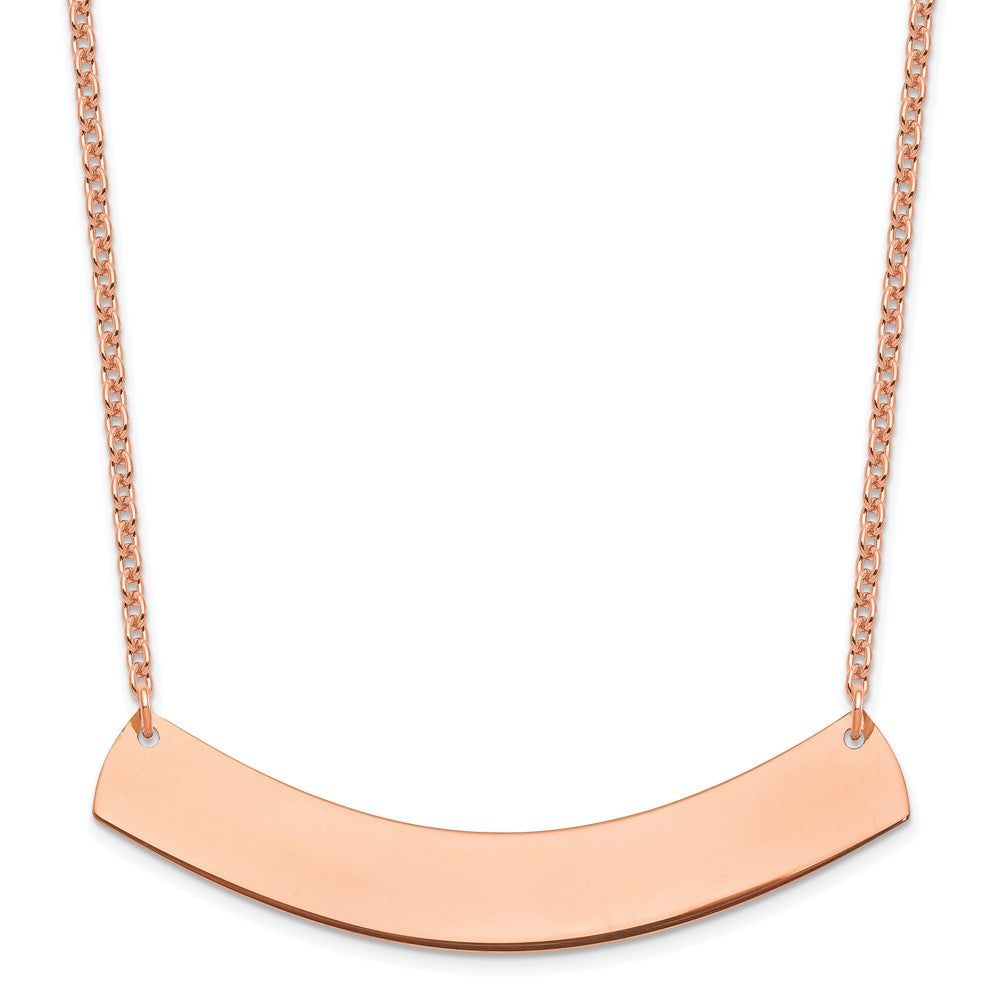 Sterling Silver/Rose-plated Large Curved Blank Bar Necklace