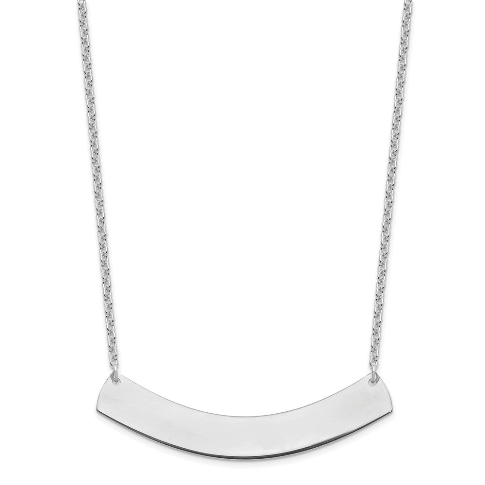 Sterling Silver/Rhodium-plated Large Curved Blank Bar Necklace