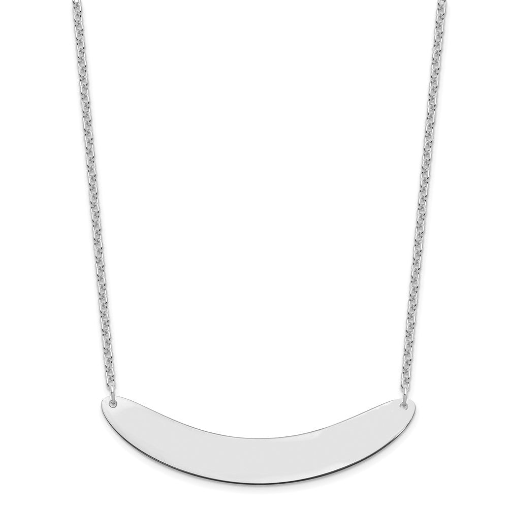 Sterling Silver/Rhodium-plated Large Curved Blank Bar Necklace