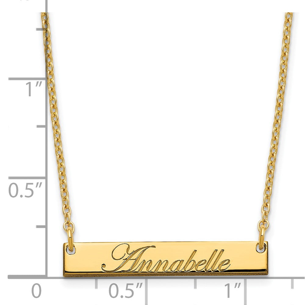 Sterling Silver/Gold-plated Small EDWARDIAN SCRIPT Bar Necklace