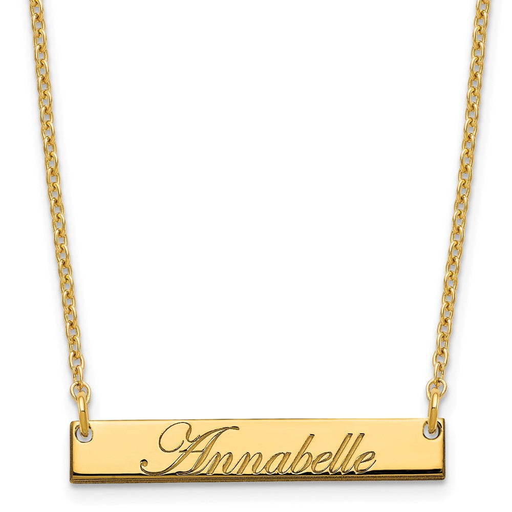 Sterling Silver/Gold-plated Small EDWARDIAN SCRIPT Bar Necklace
