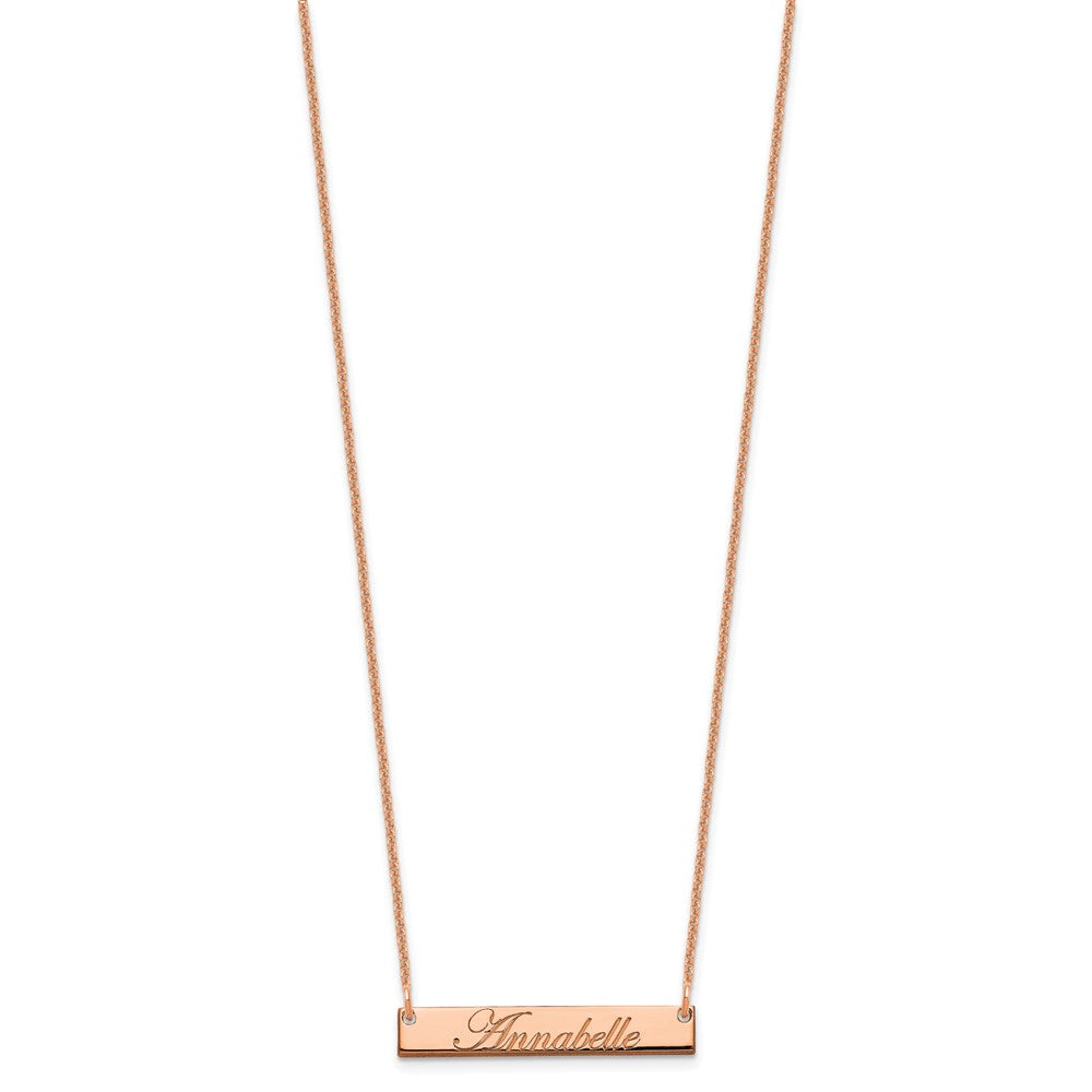 Sterling Silver/Rose-plated Small EDWARDIAN SCRIPT Bar Necklace