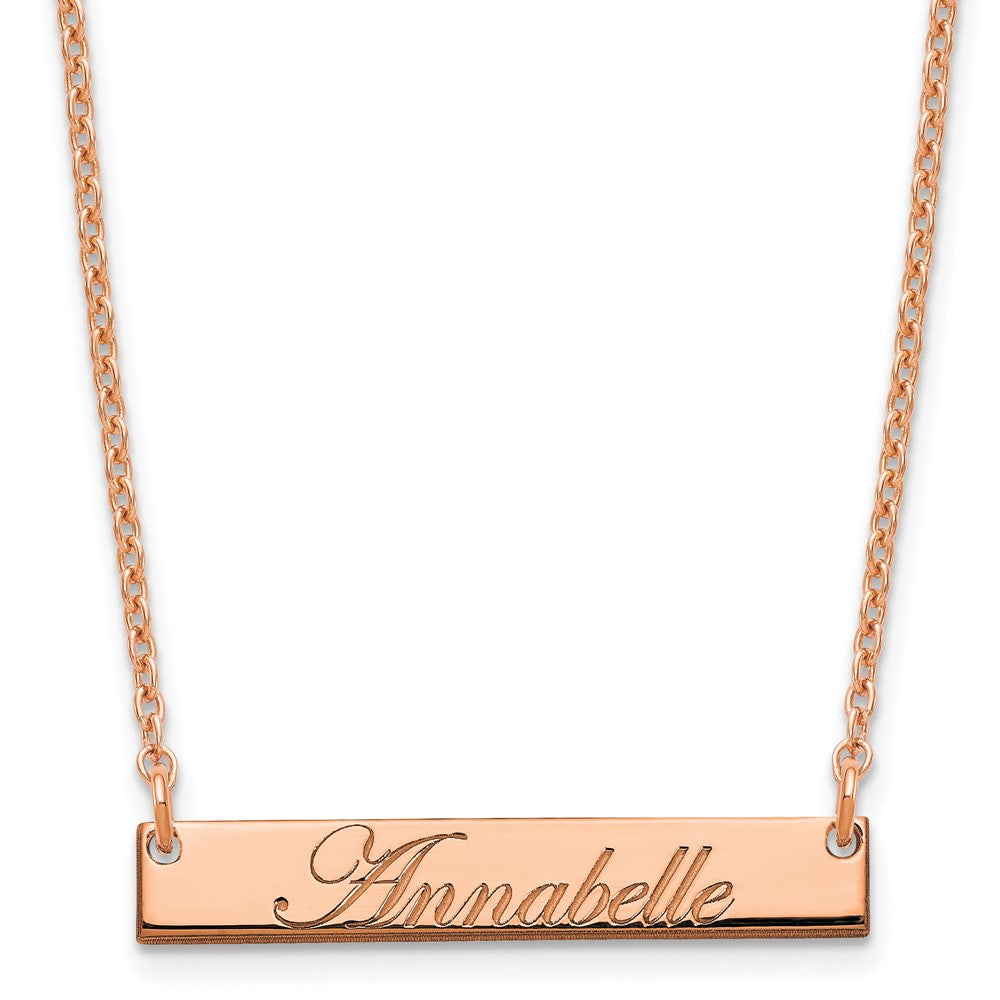 Sterling Silver/Rose-plated Small EDWARDIAN SCRIPT Bar Necklace