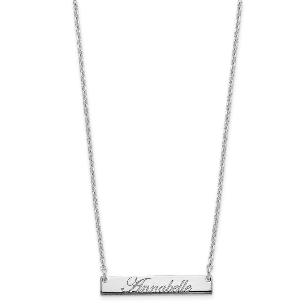 SS/Rhodium-plated Small EDWARDIAN SCRIPT Bar Necklace