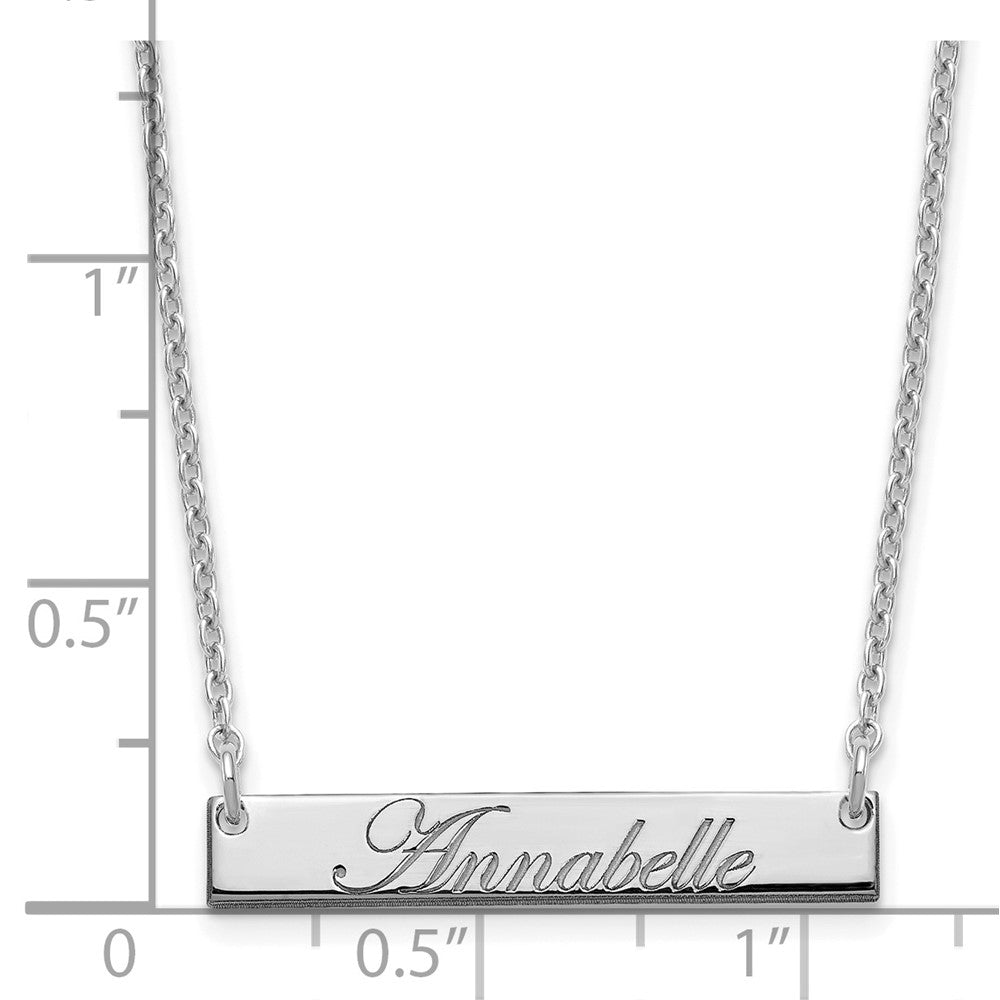 SS/Rhodium-plated Small EDWARDIAN SCRIPT Bar Necklace