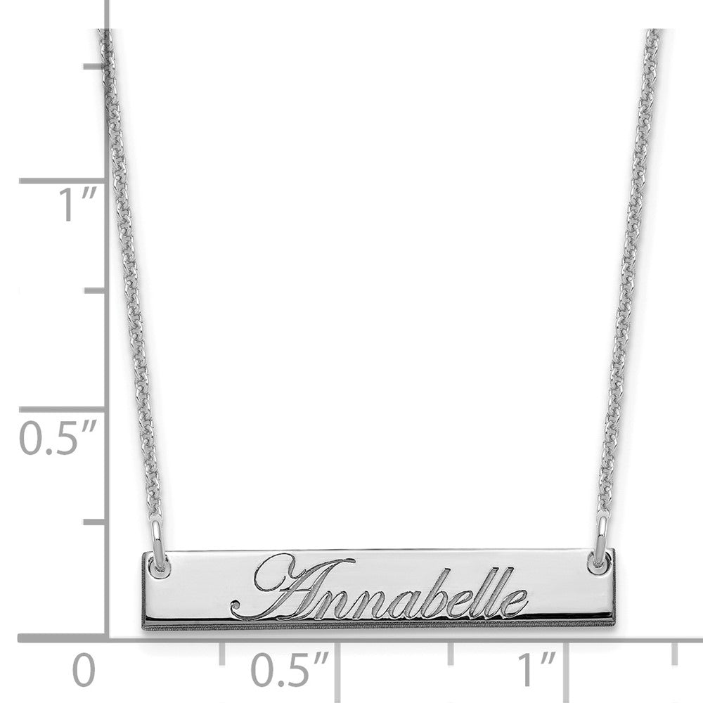 10k White Gold Small EDWARDIAN SCRIPT Bar Necklace