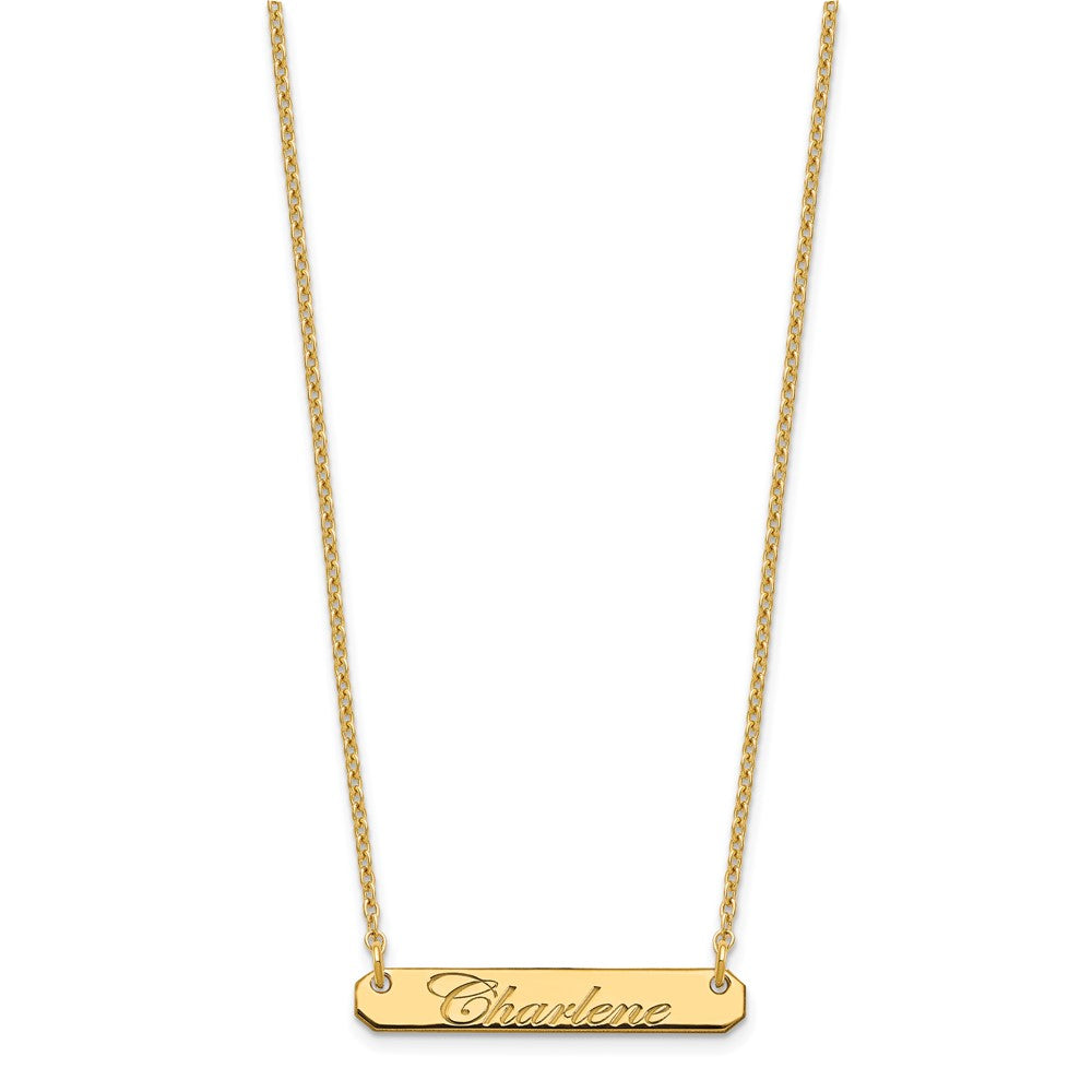 Sterling Silver/Gold-plated Small EDEARDIAN SCRIPT BAR Necklace