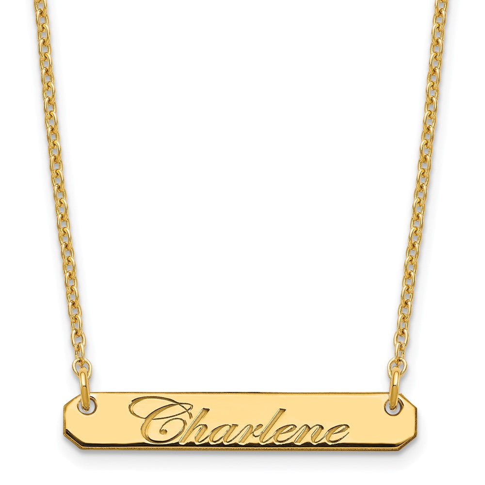 Sterling Silver/Gold-plated Small EDEARDIAN SCRIPT BAR Necklace