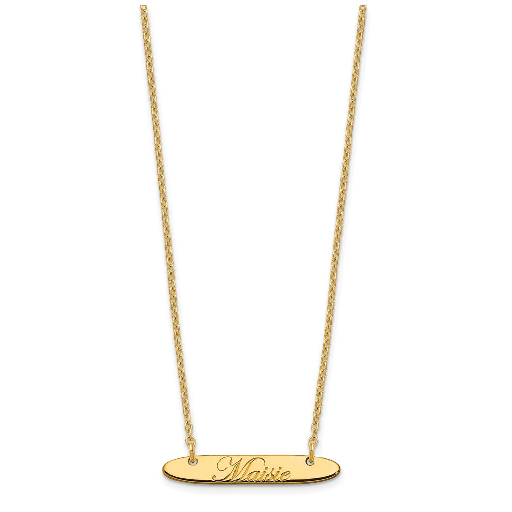 SS/Gold-plated Small Oblong EDEARDIAN SCRIPT Bar Necklace