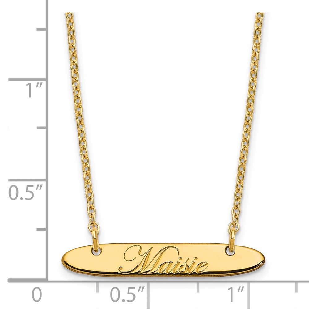 SS/Gold-plated Small Oblong EDEARDIAN SCRIPT Bar Necklace