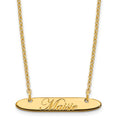 SS/Gold-plated Small Oblong EDEARDIAN SCRIPT Bar Necklace