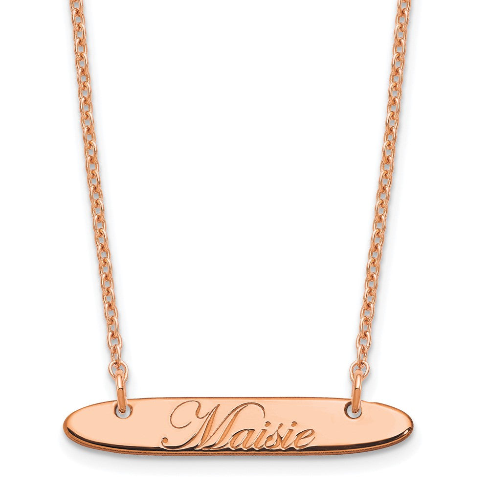 SS/Rose-plated Small Oblong EDWARDIAN SCRIPT Bar Necklace