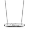 14k White Gold Small Oblong EDWARDIAN SCRIPT Bar Necklace