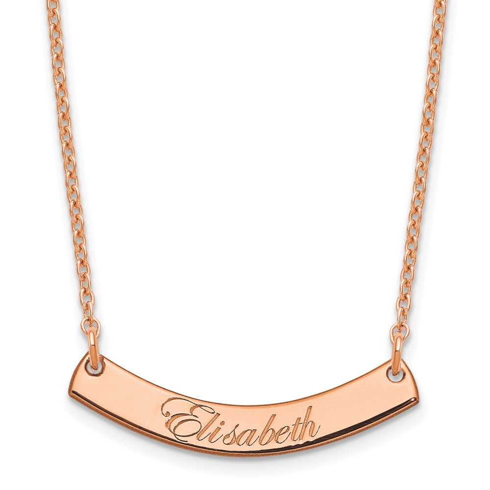 SS/Rose-plated Small EDWARDIAN SCRIPT Curved Bar Necklace