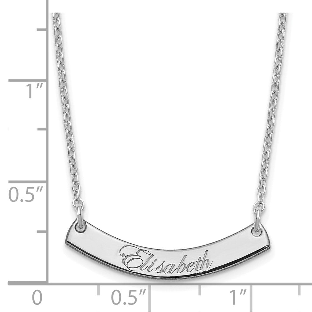 SS/Rhodium-plated Small EDWARDIAN SCRIPT Curved Bar Necklace