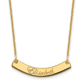 14k Yellow Gold Small EDWARDIAN SCRIPT Curved Bar Necklace