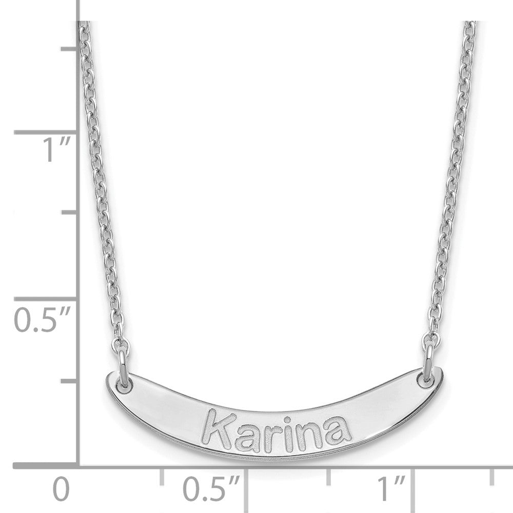 SS/Rhod-plated Small ARIAL ROUNDED Curved Bar Necklace