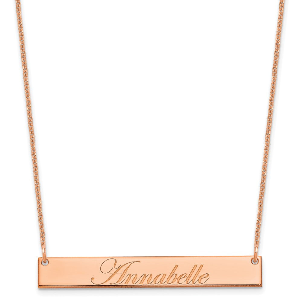 14k Rose Gold Medium EDWARDIAN SCRIPT Bar Necklace