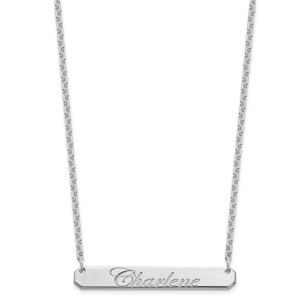 SS/Rhodium-plated Medium EDWARDIAN SCRIPT Bar Necklace
