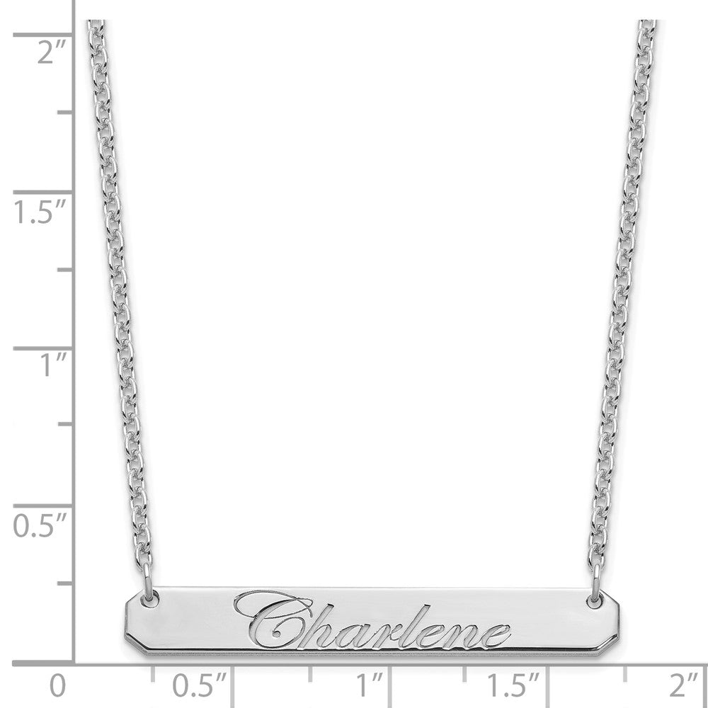 SS/Rhodium-plated Medium EDWARDIAN SCRIPT Bar Necklace