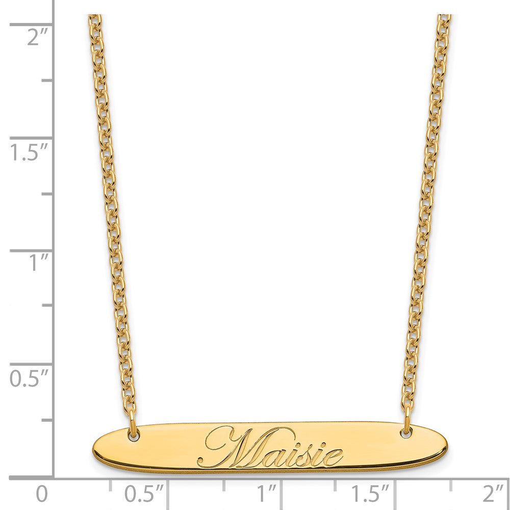 SS/Gold-plated Medium Oblong EDEARDIAN SCRIPT Bar Necklace