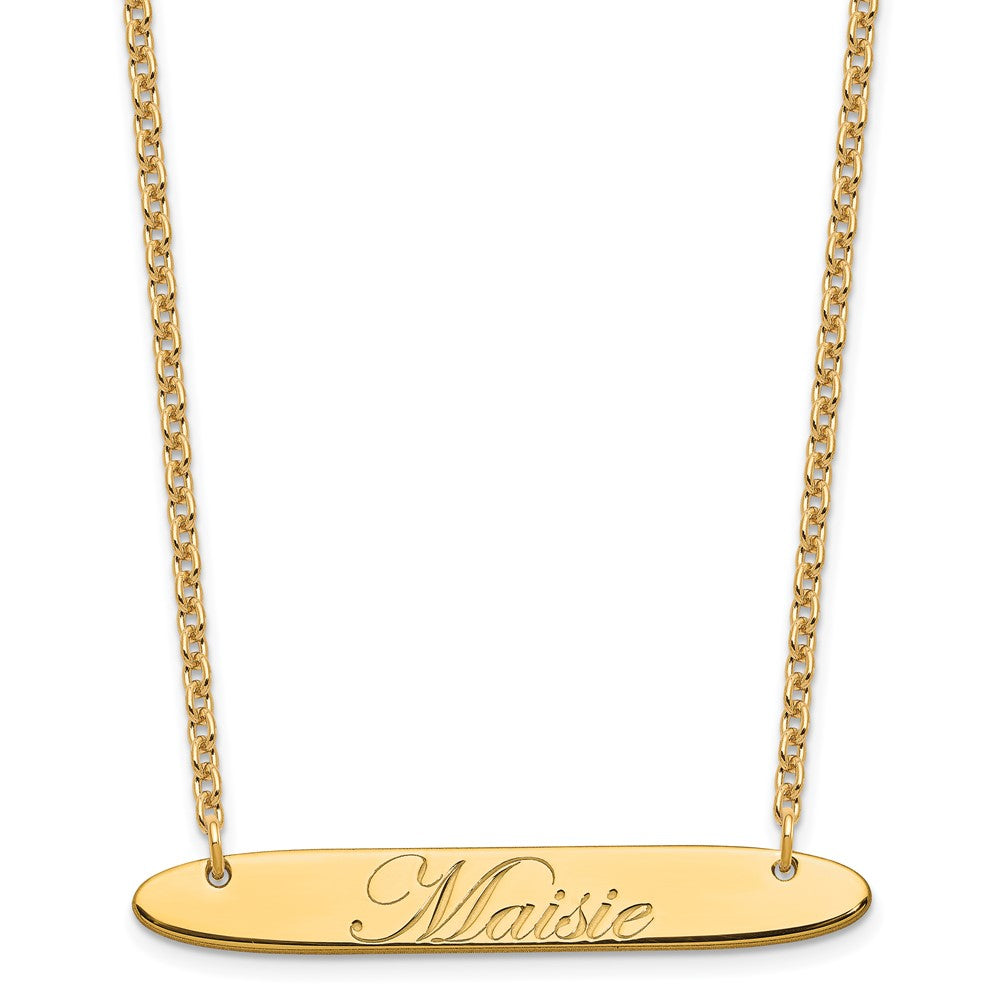 SS/Gold-plated Medium Oblong EDEARDIAN SCRIPT Bar Necklace