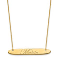 14k Yellow Gold Medium Oblong EDWARDIAN SCRIPT Bar Necklace