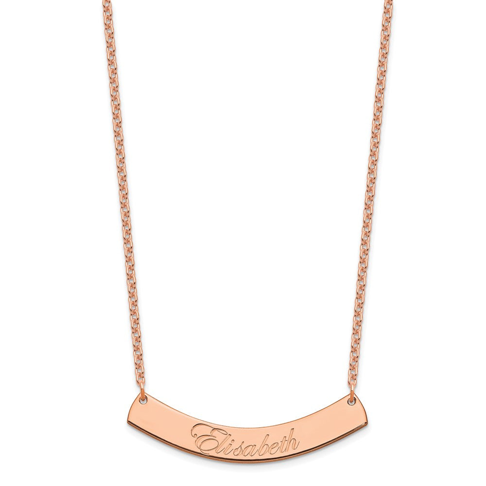 SS/Rose-plated Medium EDWARDIAN SCRIPT Curved Bar Necklace