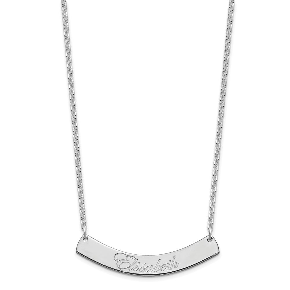 SS/Rhod-plated Medium EDWARDIAN SCRIPT Curved Bar Necklace