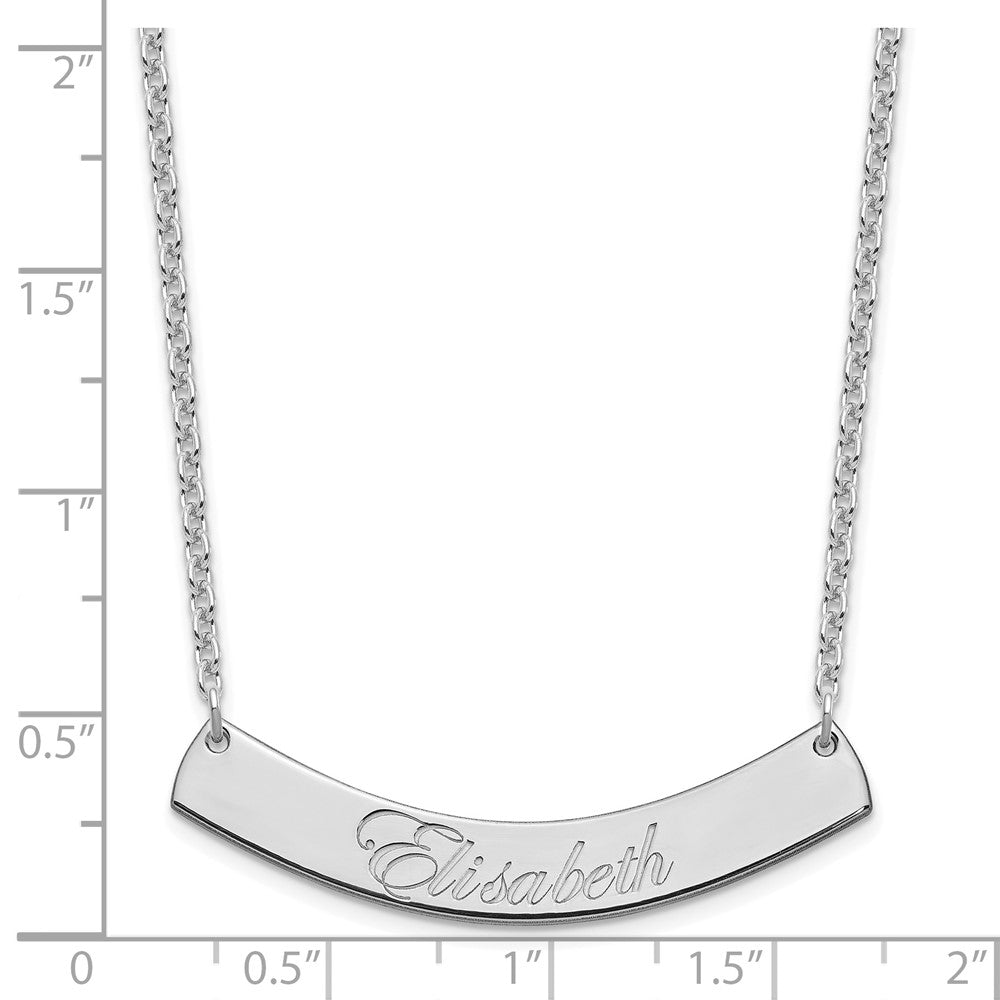 SS/Rhod-plated Medium EDWARDIAN SCRIPT Curved Bar Necklace